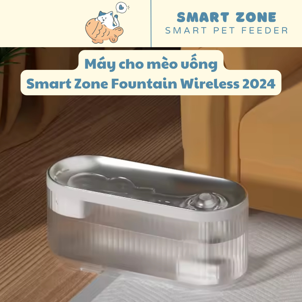 Smart Zone Fountain Wireless 2023 - Máy cho mèo uống nước tự động thông minh Tuya Smart