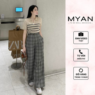  MYAN DESIGN Quần Ống Rộng Nữ Dáng Suông Kẻ Ô Vuông Thời Trang Thanh Lịch Qvn032401 