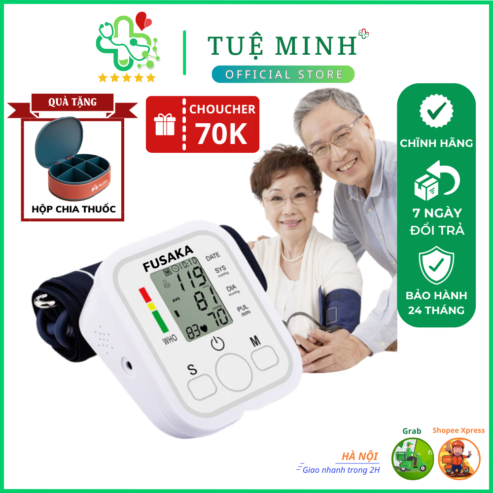 Máy đo huyết áp bắp tay FUSAKA chính hãng, Cho kết quả chuẩn xác nhanh chóng, máy đo huyết áp mini, huyết áp