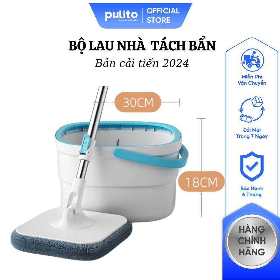 Bộ Lau Nhà Tự Tách Nước Bẩn Cao Cấp Pulito 3006 (Tặng Kèm Miếng Lau Siêu Thấm)