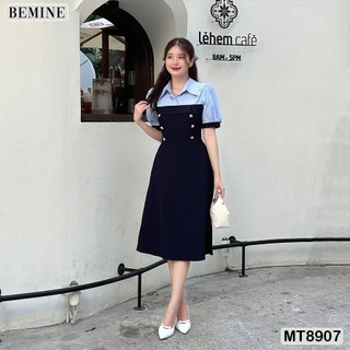 Đầm thiết kế cổ sơ mi tay phồng dáng xoè bemine mt8907