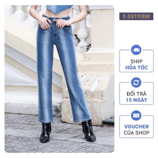 Quần Jeans Nữ Dáng Relax Laser Đậm Nhạt. Relax Laser Women's Jeans Dark Light V-SIXTYFOUR V64 - 123WD1080F3950