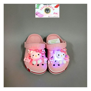 (Tặng 12 sticker) Dép Sục Crocs Baya Màu Hồng+ Sticker Đèn Nháy Cho Bé Gái . Sản Phẩm Cao Cấp, Nhựa Không Mùi