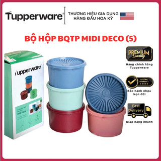 Bộ hộp BQTP MIDI DECO Tupperware, Hộp trữ mát tròn, Hộp ngăn mát và hộp trữ khô Midi deco, Hộp đựng thức ăn chính hãng