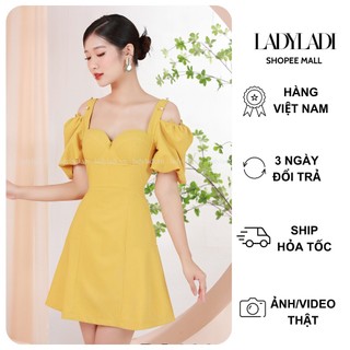 Váy cúp ngực Ladi Fashion dáng xòe tay bồng thoáng mát DA099
