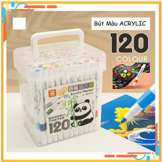 Bút Màu Acrylic Marker Hộp 100/120 Màu Cao Cấp Vẽ Lên Nhiều Chất Liệu Màu Sắc Tươi Sáng
