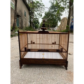 Lồng Hút Mật để bàn gỗ mun đuôi công Lồng tập lực khuyên hình chữ nhật vân đẹp tặng kèm phụ kiện