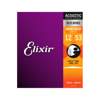 Bộ dây đàn guitar acoustic - elixir 11052 - 80/20 bronze, nanoweb, 12 53 light
