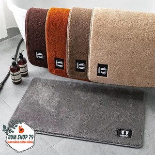 Thảm Lau Chân Home Họa Tiết Trơn Đế Cao Su Chống Trơn Trượt, Thảm Nhà Bếp Chất Nỉ Pha Len Mịn Thấm Hút Tốt Siêu Mềm Mại