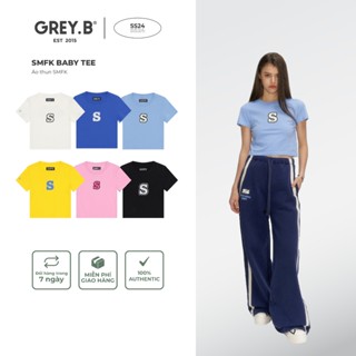 Áo Thun Baby Tee SMFK GREYB In Chữ Nhiều Màu Phong Cách Hàn Quốc