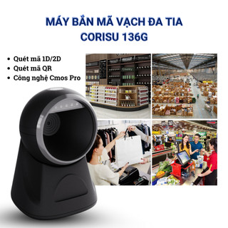 Máy quét mã vạch để bàn CORISU 136G Công nghệ Cmos Pro quét đa tia siêu nhạy, độ bền cao - Bảo hành 12 tháng