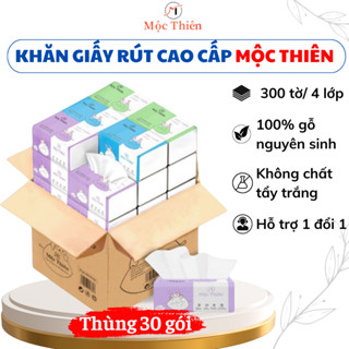Giấy ăn gấu trúc, thùng giấy ăn rút 30 gói cao cấp Mộc Thiên chính hãng
