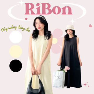 Váy Dài Đi Biển Nữ RIBON Đầm Váy Suông Dáng Dài Thiết Kế Nhẹ Nhàng Sọc Gân Phong Cách Hàn Quốc Rất Xinh