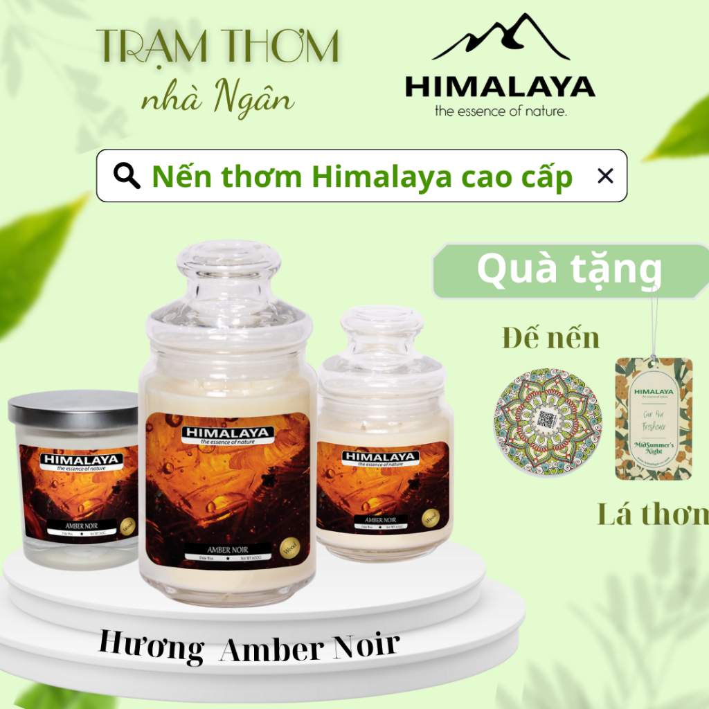 [MUA 1 TẶNG 2] Nến Thơm Himalaya 140g/400g  Hương Amber Noir Hoa Nhài và Hổ Phách, Khử Mùi, Thư Giãn