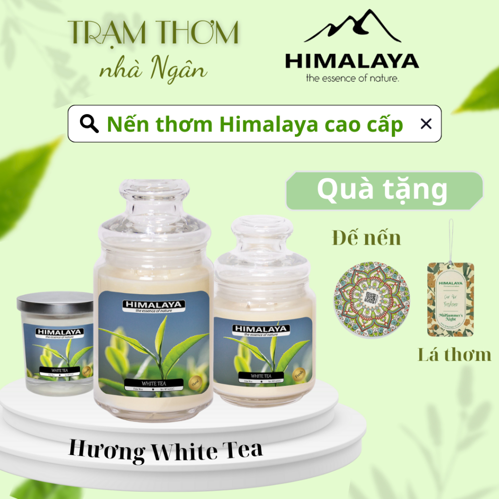 [MUA 1 TẶNG 2] Nến thơm phòng mùi hương White Tea 3 Size 140/400/600gr decor trang trí nhà cao cấp Himalaya