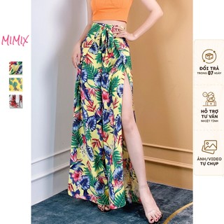 Quần đũi mimix họa tiết xẻ tà đắp chéo đi biển bz0165
