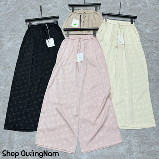 Quần suông nữ dáng dài chất lụa dập chữ Chaneo hàng Qccc