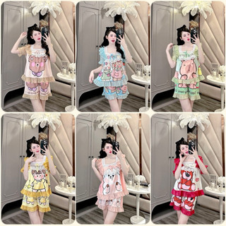 Đồ bộ Pyjama nữ in 5D Đùi tiểu thư lụa xước cao cấp