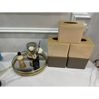  Hộp Đựng Giấy Ăn Mặt Gỗ Thiết Kế Đơn Giản Tiện Lợi Hộp Giấy Vuông Cho Quán Ăn Nhà Hàng 14x14x10cm 