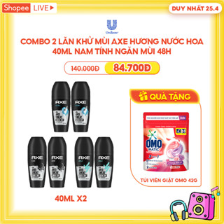   LS 25.4  Combo 2 Lăn khử mùi Axe hương nước hoa 40ml nam tính ngăn mùi 48h 