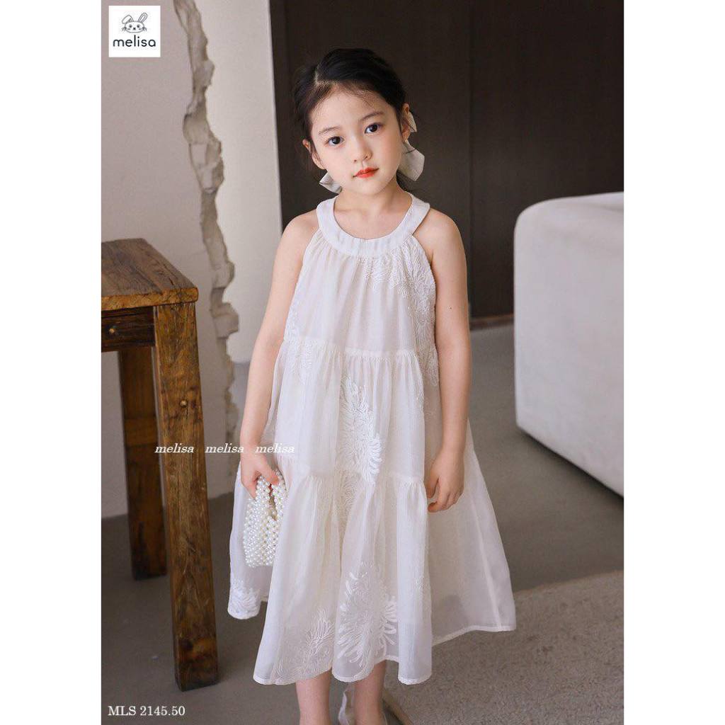 Váy Melisa cổ yếm trắng