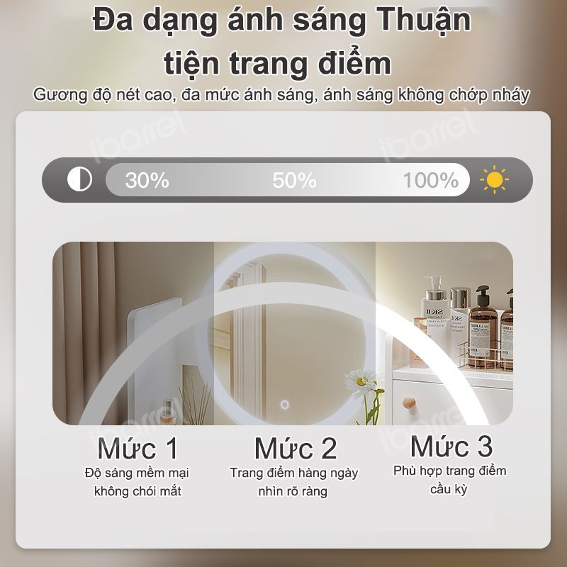 Bàn trang điểm phong cách hiện đại có đèn lED có 2 ngăn kéo tủ để đồ trang điểm decor, làm việc | BigBuy360 - bigbuy360.vn
