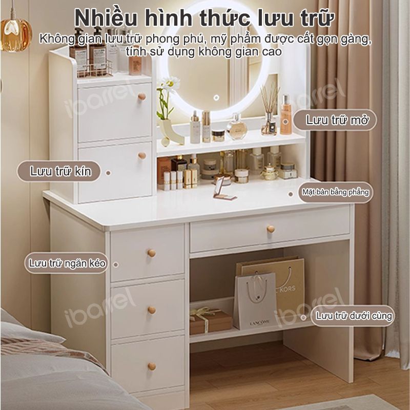 Bàn trang điểm phong cách hiện đại có đèn lED có 2 ngăn kéo tủ để đồ trang điểm decor, làm việc | BigBuy360 - bigbuy360.vn