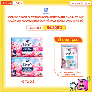  Combo 2 Giấy Thơm Comfort Dành Cho Máy Sấy Quần Áo Hương Mẫu Đơn Và Hoa Hồng Ohara 40 tờ