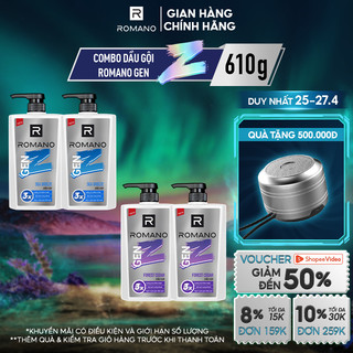 Combo 2 dầu gội Romano Gen Z Hương Sea Breeze/ Forest Cedar 610g/ chai - 2 mùi hương