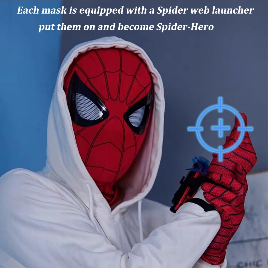 Mặt Nạ Hóa Trang Spiderman Người Nhện nháy mắt được Tỉ Lệ 1: 1, điều khiển từ xa mắt phát sáng