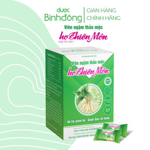 Viên ngậm thảo mộc ho Thiên Môn hộp 50 viên xé - Hỗ trợ giảm ho giảm đau rát họng