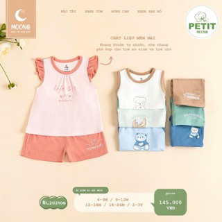 [CHÍNH HÃNG] Bộ quần áo ba lỗ quần đùi chất petit mềm mại họa tiết trẻ em Moon