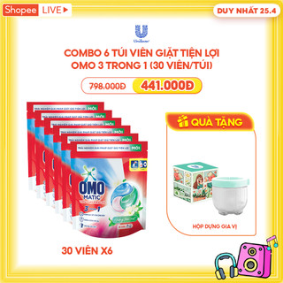  Combo 6 Túi viên giặt tiện lợi OMO 3 trong 1 (30 viên/túi)