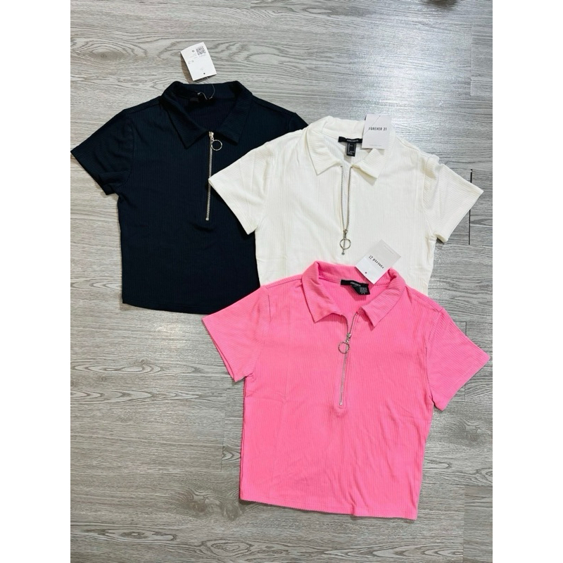 Áo thun polo croptop f21
