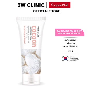 Sữa rửa mặt tẩy da chết pretty skin hàn quốc cocoon pore scrub foam 150ml giúp sạch khuẩn trắng da & giảm dầu mụn