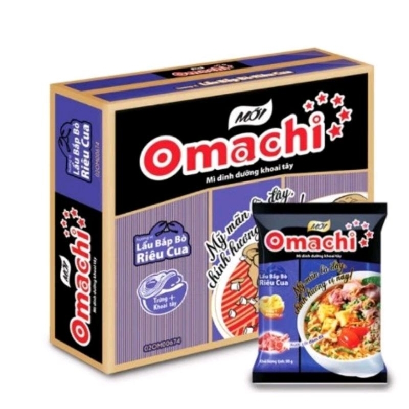 Bịch 5 Gói Mì Omachi Bắp bò Riêu cua gói 80g