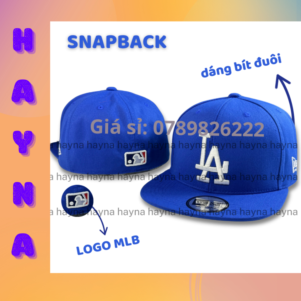 Mũ Lưỡi trai Snapback bít đuôi LA, nón kết cho nam nữ, nón kết vải Kaki đội ngược phong cách hiphop cá tính, M282