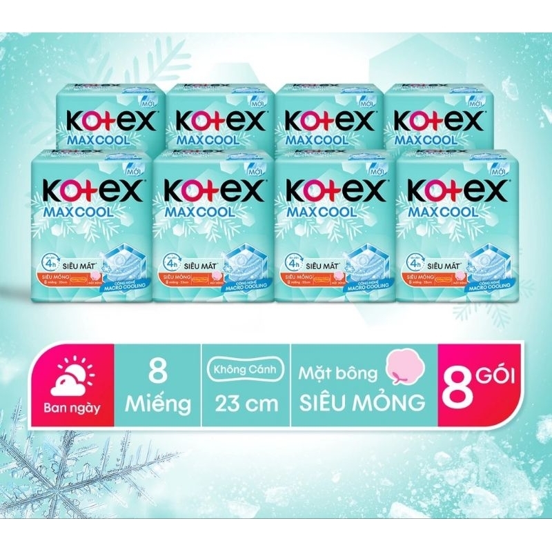 Combo 8 gói BVS Kotex Maxcool 23cm