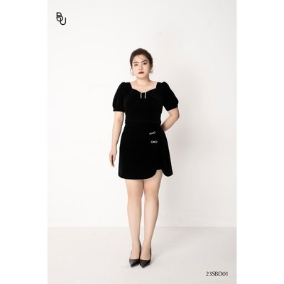 Áo nhung nơ đính đá BIGSIZE (55kg đến 95kg) - 24SSM03 - [BU Bigsize Young]