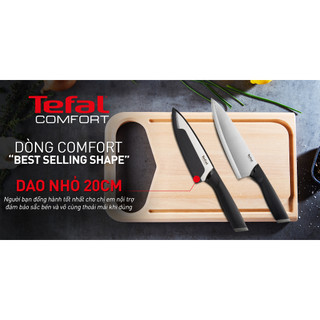 Dao Tefal Comfort thái thịt siêu sắc 20cm cán nhựa nhám chống trơn trượt, lưỡi dao bằng thép không gỉ K2213204