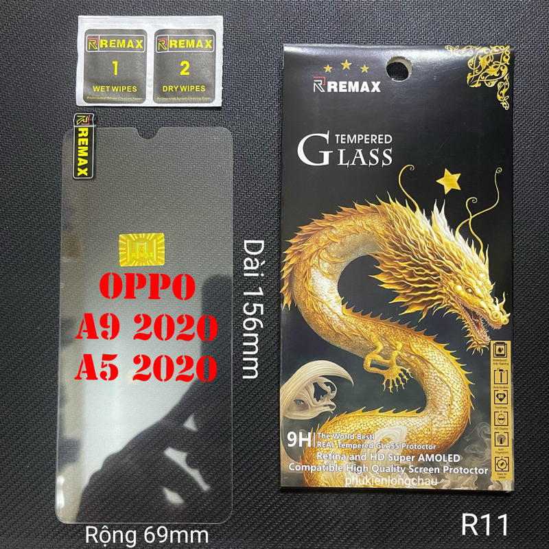 Kính Cường Lực Màn Hình Oppo A9 2020 / A5 2020 Trong Suốt Con Rồng Remax (R11)