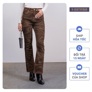 Quần Jeans Nữ Dáng Loe Màu Nâu. Women's Brown Flared Jeans V-SIXTYFOUR V64- 123WD1084F1270