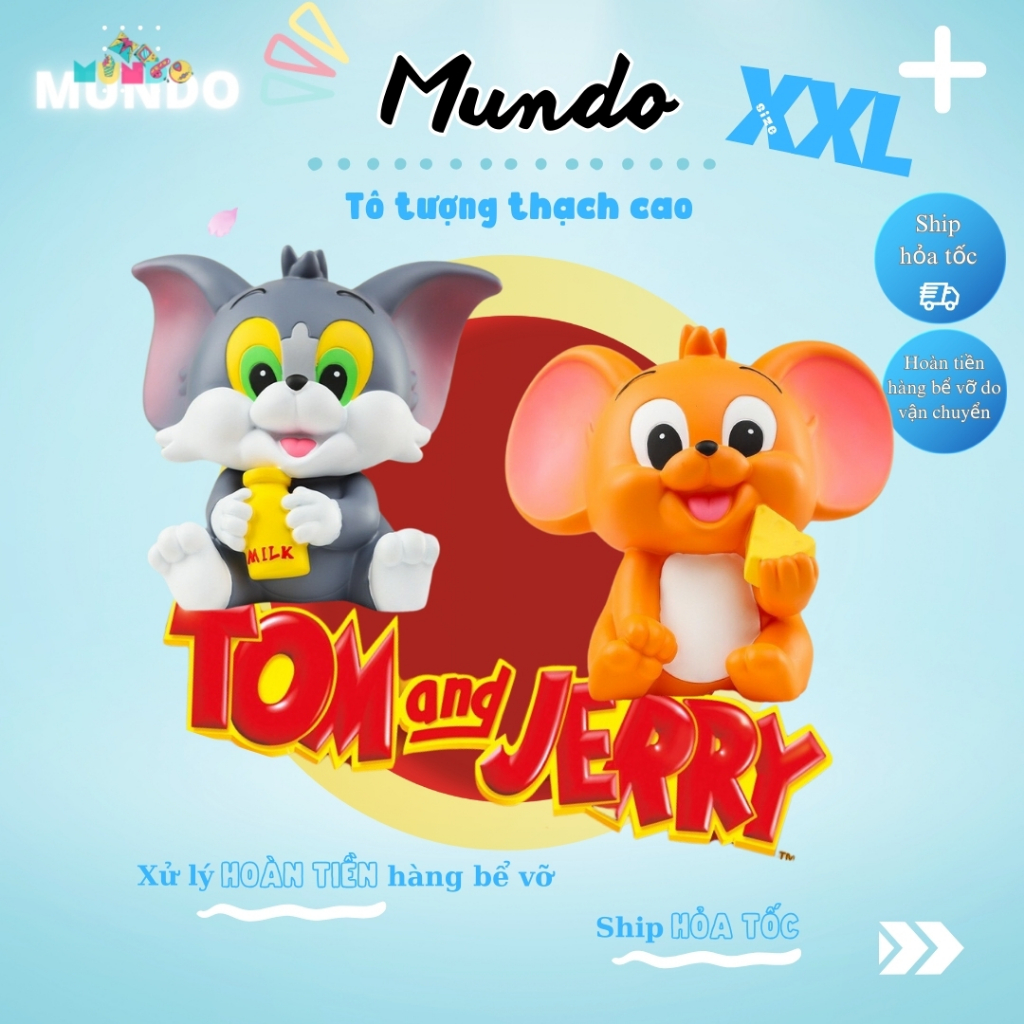 [MUNDO] Tô Tượng Thạch Cao Tom & Jerry SIZE XXL 104–105 – Tượng Tô Màu Cartoon DIY