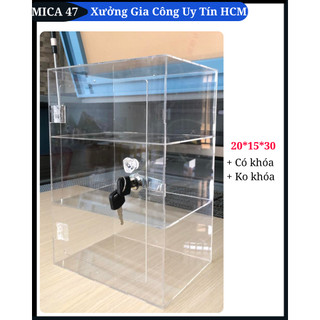 Tủ mica mini đựng mỹ phẩm có khóa (20x15x30)