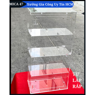 Tủ trưng bày mỹ phẩm, nước hoa có cửa - 3 tầng (3mm) 30x15x60 - Hàng tự ráp