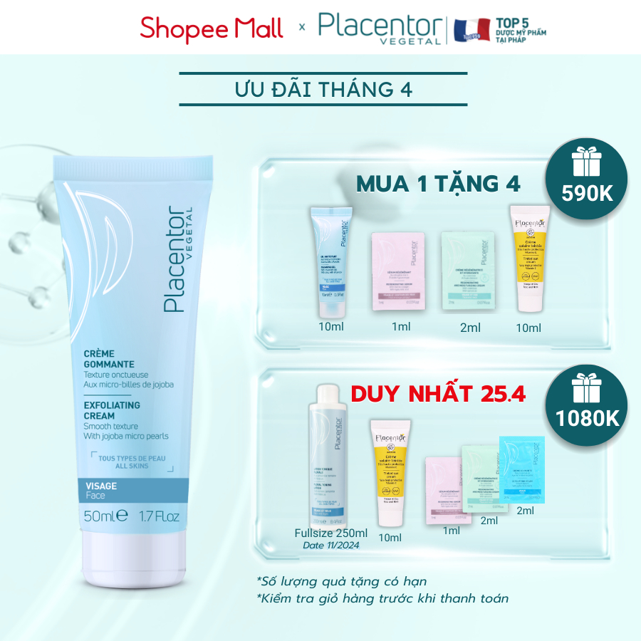 Kem tẩy tế bào chết Placentor Exfoliating Cream 50ml