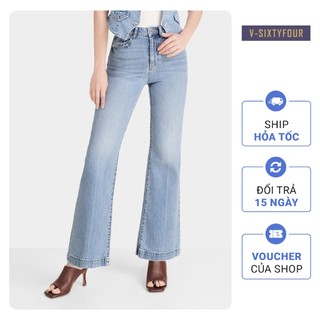 Quần Jeans Nữ Ống Rộng Màu Xanh Sáng. Bright Blue Wide Leg Women's Jeans V-SIXTYFOUR V64 - 223WD2084F2930