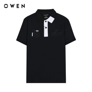 OWEN - Áo polo ngắn tay Body Fit màu Đen chất liệu CVC Spandex- APV233187