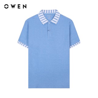 OWEN - Áo polo ngắn tay Body Fit màu Xanh chất liệu CVC Spandex - APV233215