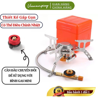 Bếp ga mini gấp gọn camping dã ngoại cao cấp đánh lửa , bếp ga tiện lợi dùng nấu ăn ngoài trời